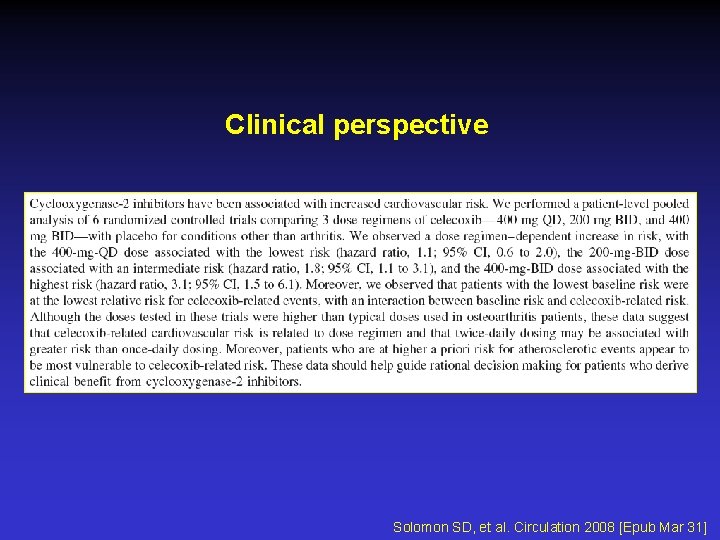 Clinical perspective Solomon SD, et al. Circulation 2008 [Epub Mar 31] 