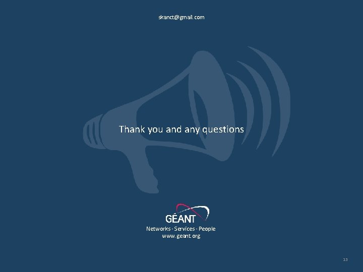 skanct@gmail. com Thank you and any questions Networks ∙ Services ∙ People www. geant.
