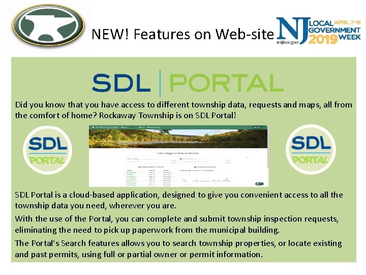 NEW! Features on Web-site Did you know that you have access to different township