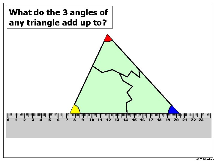 What do the 3 angles of any triangle add up to? 0 1 2 What do the 3 angles of any triangle add up to? 0 1 2