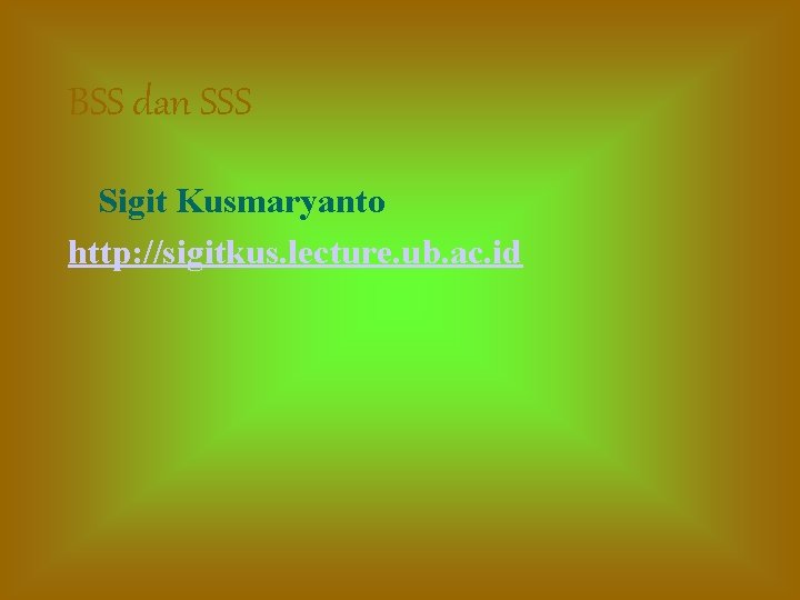 BSS dan SSS Sigit Kusmaryanto http: //sigitkus. lecture. ub. ac. id 