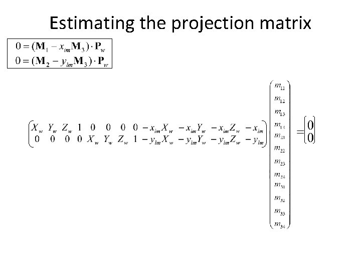 Estimating the projection matrix 