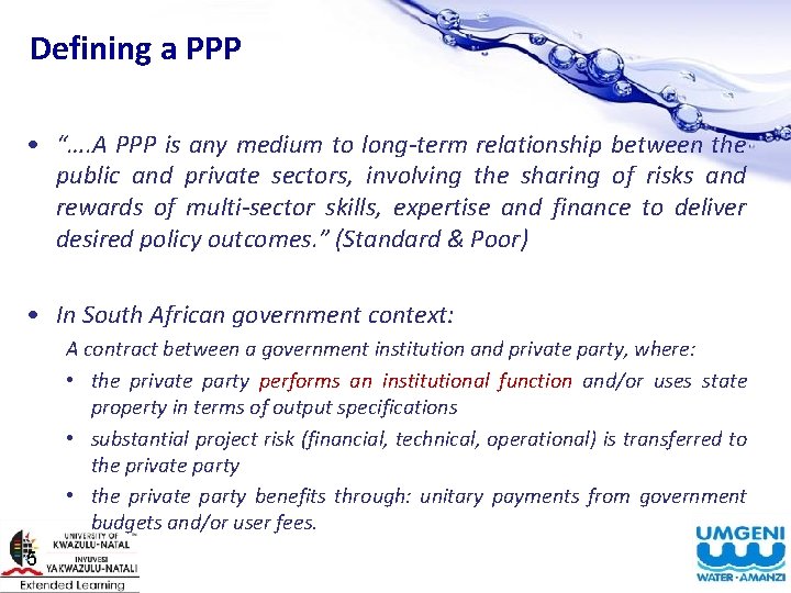 BASICS OF PUBLIC PRIVATE PARTNERSHIPS Page Contents 1