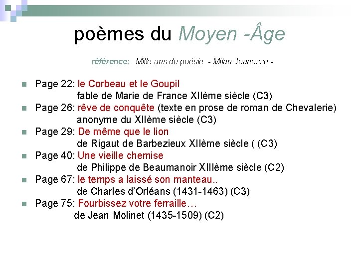 poèmes du Moyen - ge référence: Mille ans de poésie - Milan Jeunesse n