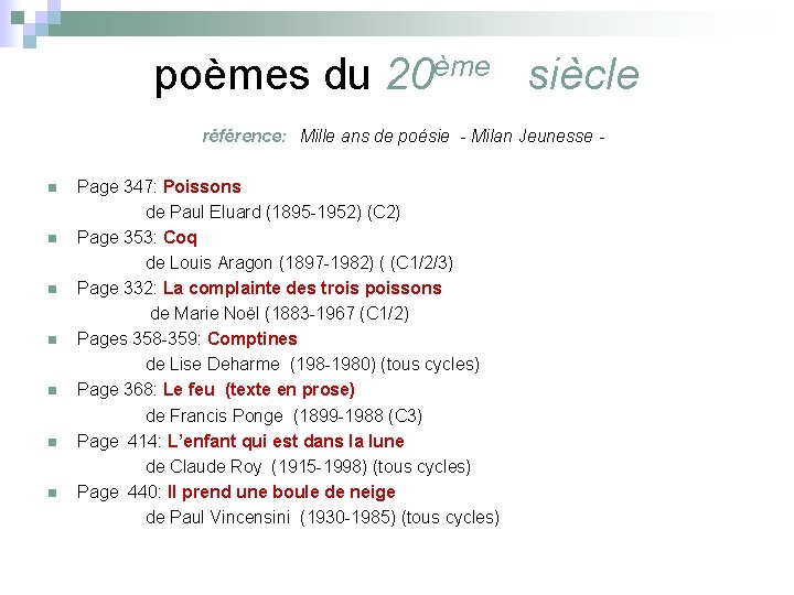 poèmes du 20ème siècle référence: Mille ans de poésie - Milan Jeunesse n n