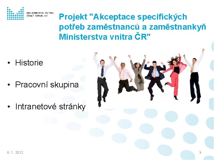 Projekt "Akceptace specifických potřeb zaměstnanců a zaměstnankyň Ministerstva vnitra ČR" • Historie • Pracovní