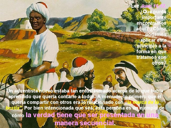 Lee Juan 16: 12. ¿Qué punto importante encontramos aquí? ¿Cómo podemos aplicar este principio