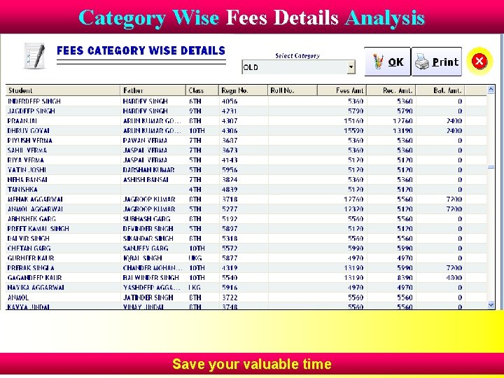 Category Wise Fees Details Analysis Save your valuable time 