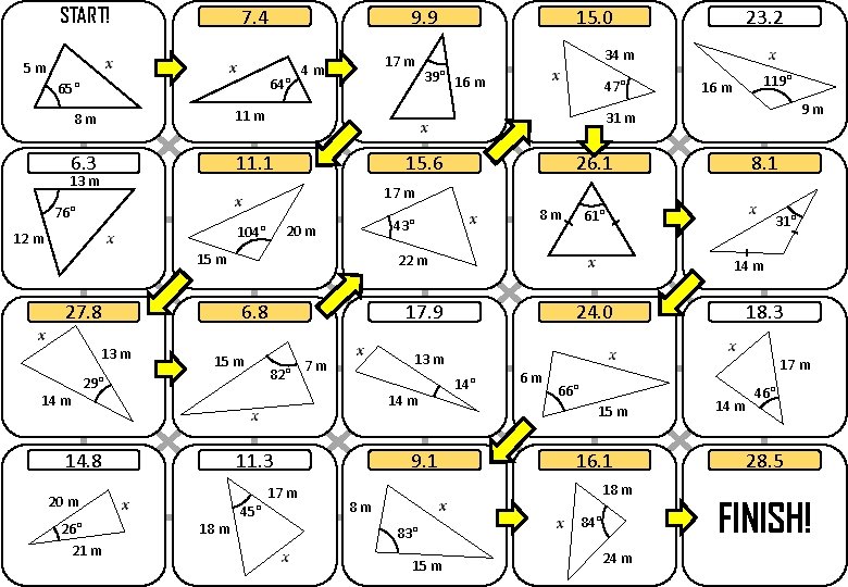 START! 7. 4 5 m 9. 9 64° 65° 8 m 11 m 6.