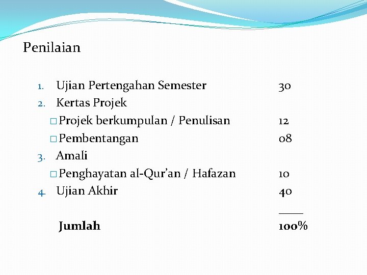Penilaian Ujian Pertengahan Semester 2. Kertas Projek � Projek berkumpulan / Penulisan � Pembentangan