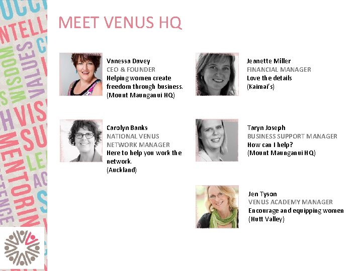 MEET VENUS HQ Vanessa Davey CEO & FOUNDER Helping women create freedom through business.