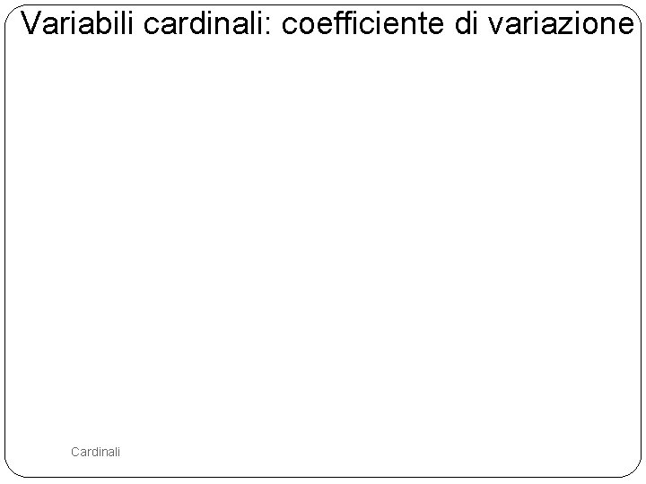 Variabili cardinali: coefficiente di variazione 76 Cardinali 
