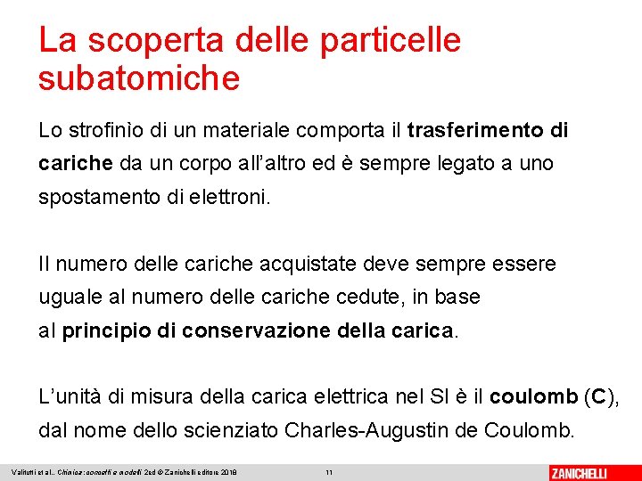 La scoperta delle particelle subatomiche Lo strofinìo di un materiale comporta il trasferimento di