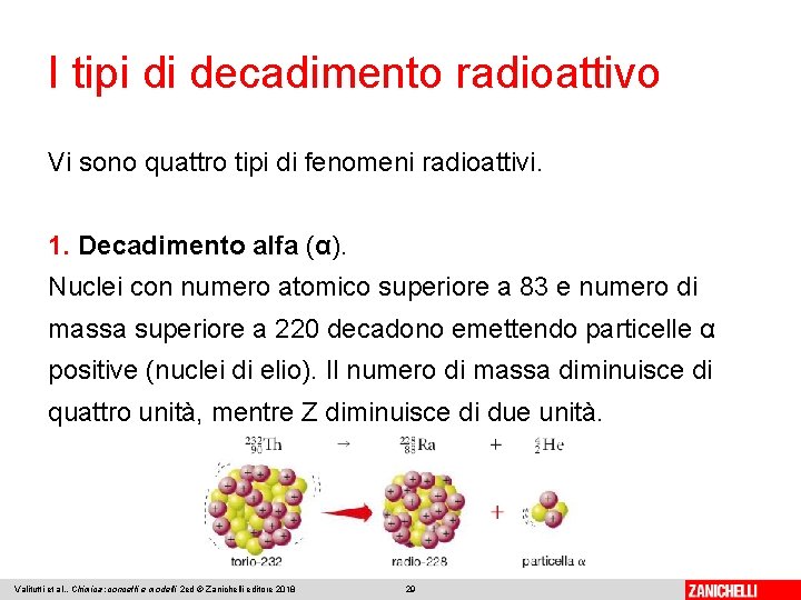 I tipi di decadimento radioattivo Vi sono quattro tipi di fenomeni radioattivi. 1. Decadimento