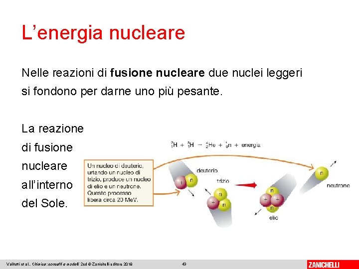 L’energia nucleare Nelle reazioni di fusione nucleare due nuclei leggeri si fondono per darne