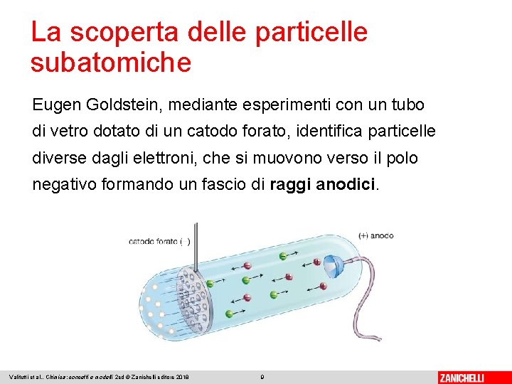 La scoperta delle particelle subatomiche Eugen Goldstein, mediante esperimenti con un tubo di vetro