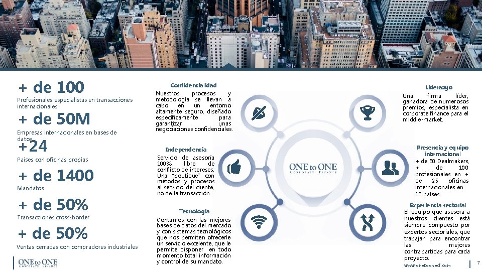 + de 100 Profesionales especialistas en transacciones internacionales + de 50 M Empresas internacionales