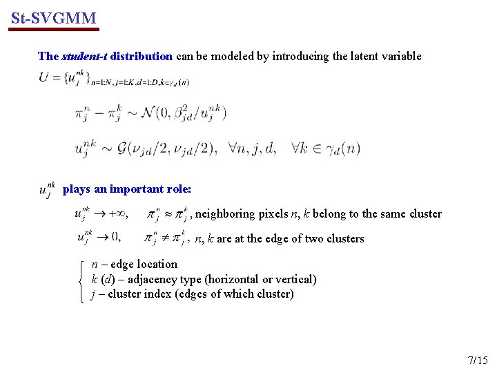 St-SVGMM The student-t distribution can be modeled by introducing the latent variable plays an