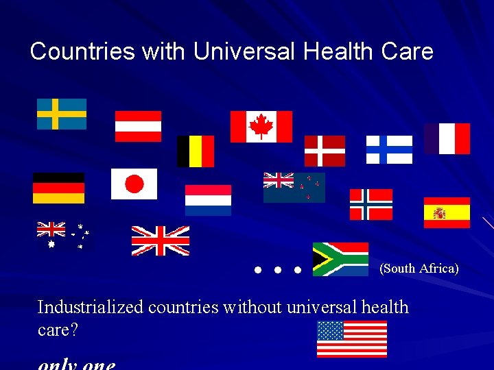 Countries with Universal Health Care … (South Africa) Industrialized countries without universal health care?