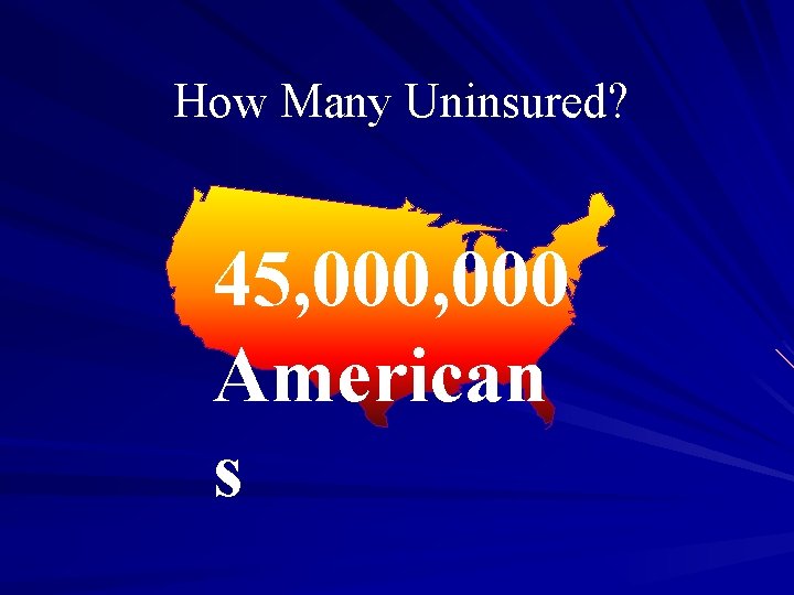 How Many Uninsured? 45, 000 American s 