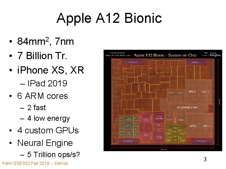 Apple A 12 Bionic • 84 mm 2, 7 nm • 7 Billion Tr.