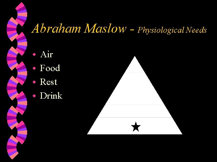 Abraham Maslow - Physiological Needs Air w Food w Rest w Drink w 