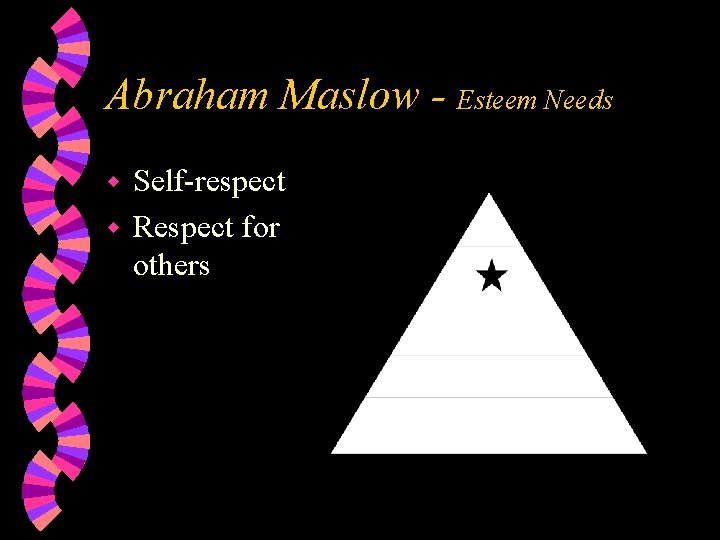 Abraham Maslow - Esteem Needs Self-respect w Respect for others w 