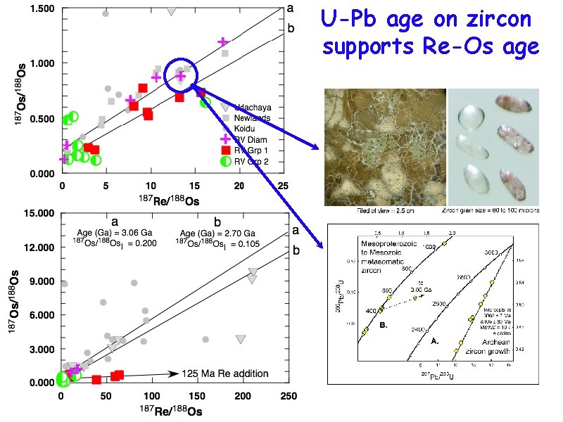 U-Pb age on zircon supports Re-Os age 