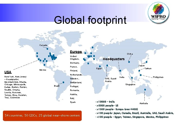 Global footprint Canada Europe China United Kingdom, Headquarters Germany, France, USA New York, New