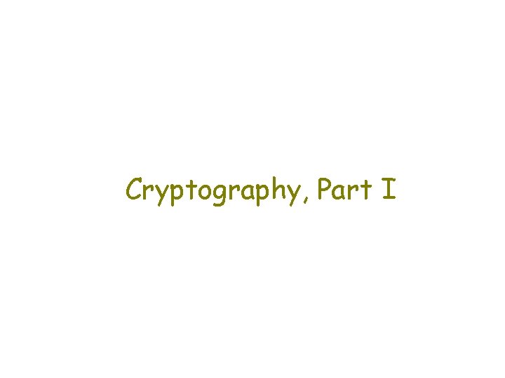 Cryptography, Part I 