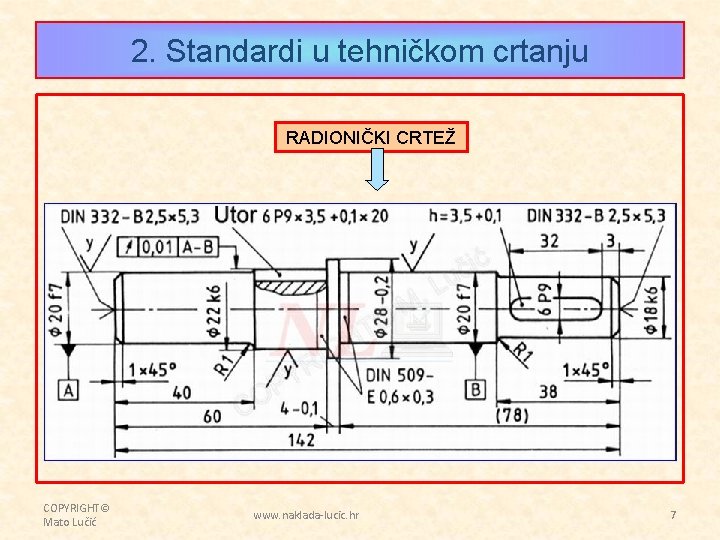 2. Standardi u tehničkom crtanju RADIONIČKI CRTEŽ COPYRIGHT© Mato Lučić www. naklada-lucic. hr 7