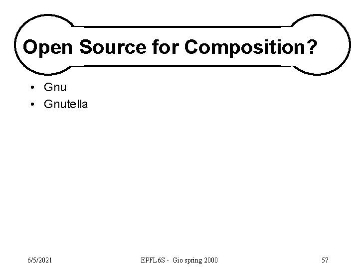 Open Source for Composition? • Gnutella 6/5/2021 EPFL 6 S - Gio spring 2000