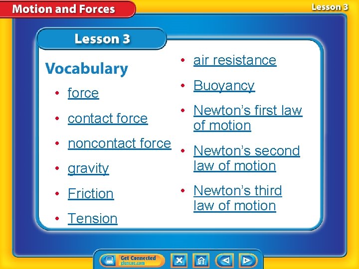  • air resistance • force • contact force • noncontact force • gravity