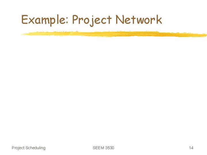 Example: Project Network Project Scheduling SEEM 3530 14 