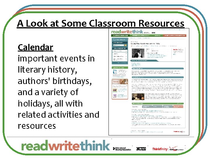 A Look at Some Classroom Resources Calendar important events in literary history, authors' birthdays,