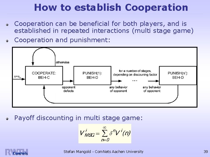 How to establish Cooperation can be beneficial for both players, and is established in