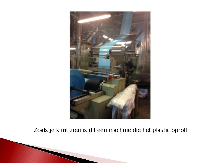 Zoals je kunt zien is dit een machine die het plastic oprolt. 