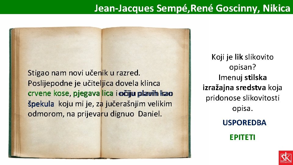 Jean-Jacques Sempé, René Goscinny, Nikica Stigao nam novi učenik u razred. Poslijepodne je učiteljica