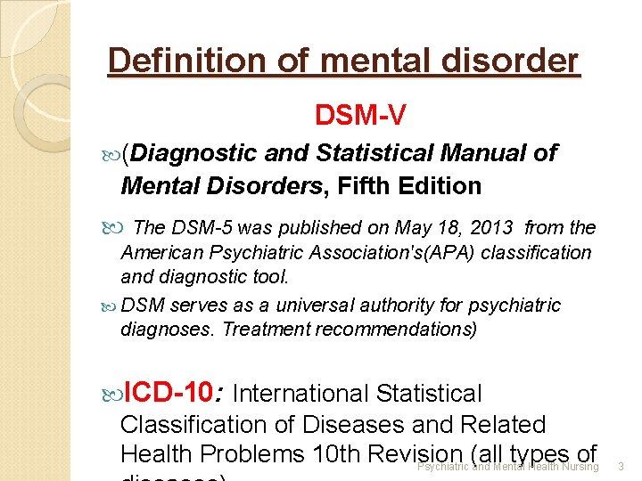 Definition of mental disorder DSM-V (Diagnostic and Statistical Manual of Mental Disorders, Fifth Edition