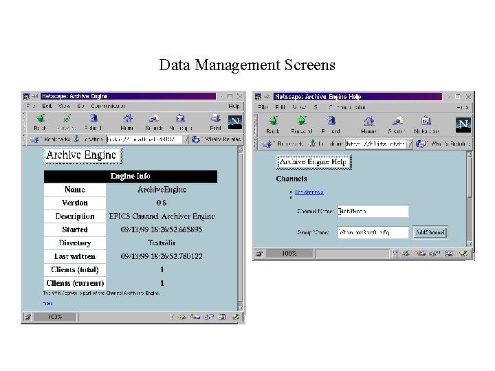 Data Management Screens 