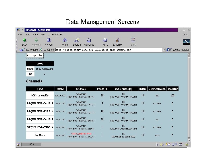 Data Management Screens 