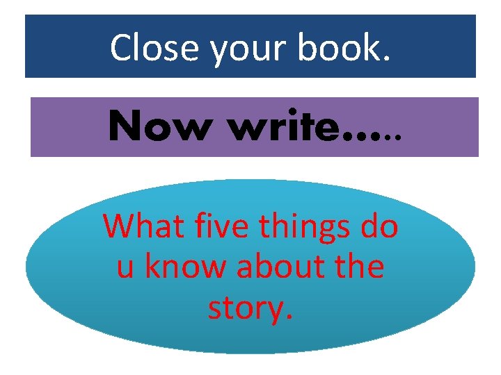 Close your book. Now write…. . What five things do u know about the