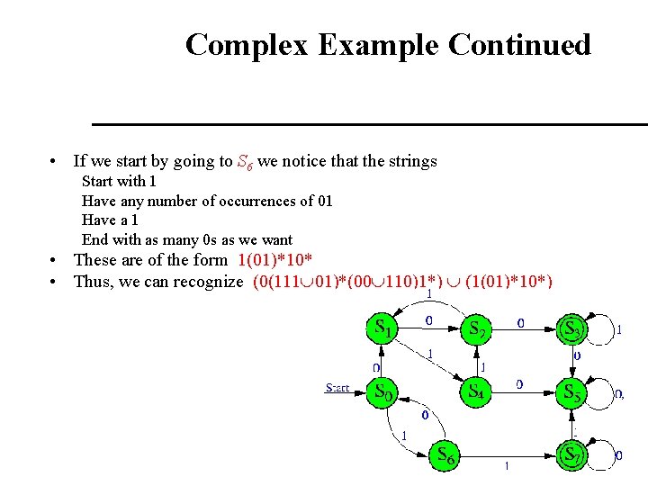 Complex Example Continued • If we start by going to S 6 we notice