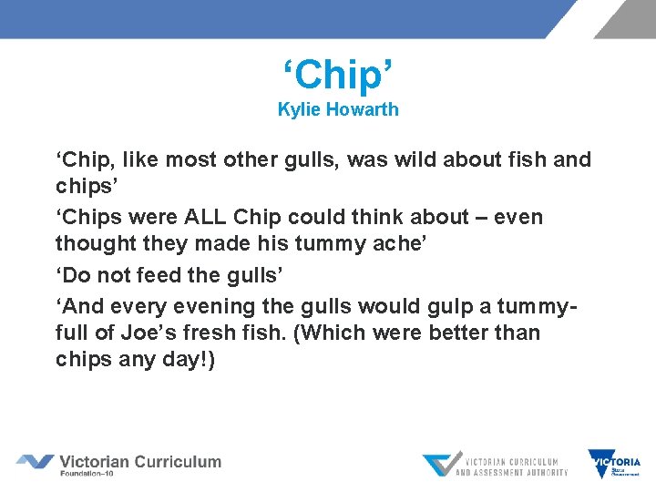 ‘Chip’ Kylie Howarth ‘Chip, like most other gulls, was wild about fish and chips’