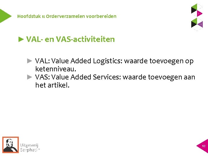 Hoofdstuk 1: Orderverzamelen voorbereiden ► VAL- en VAS-activiteiten ► VAL: Value Added Logistics: waarde