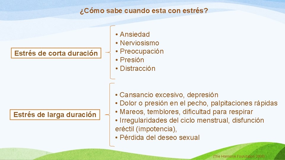 ¿Cómo sabe cuando esta con estrés? Estrés de corta duración • Ansiedad • Nerviosismo