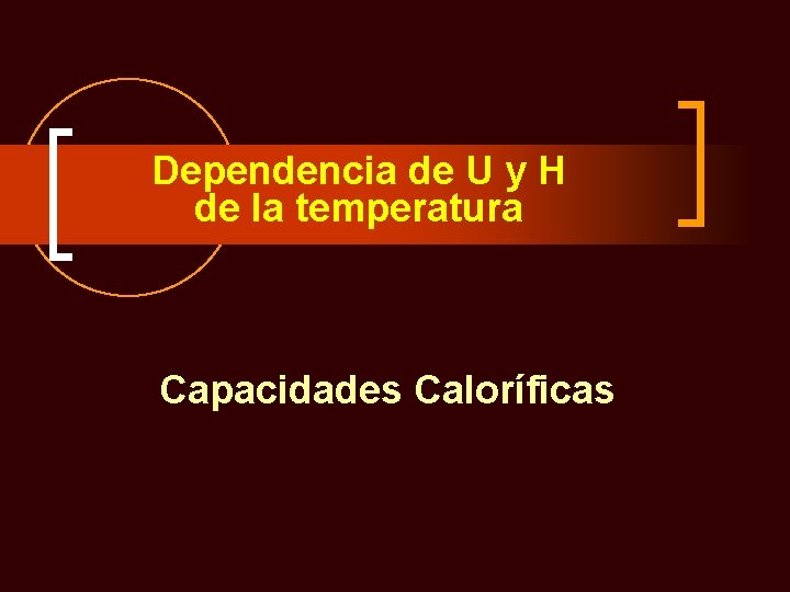 Dependencia de U y H de la temperatura Capacidades Caloríficas 