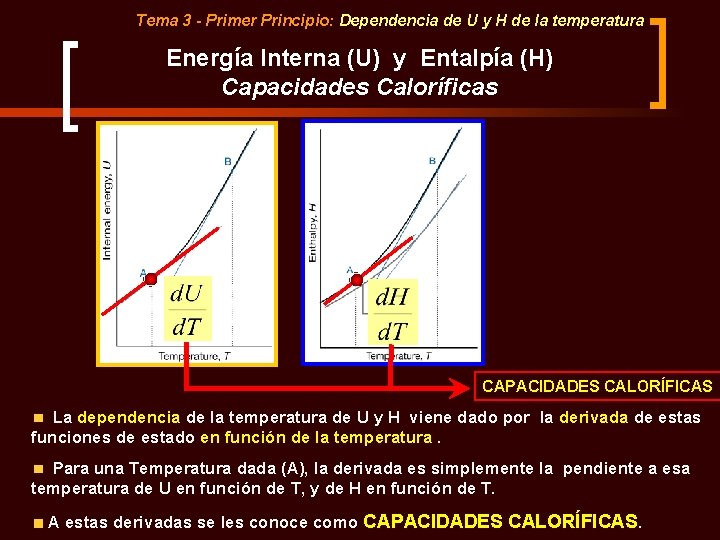 Tema 3 - Primer Principio: Dependencia de U y H de la temperatura Energía