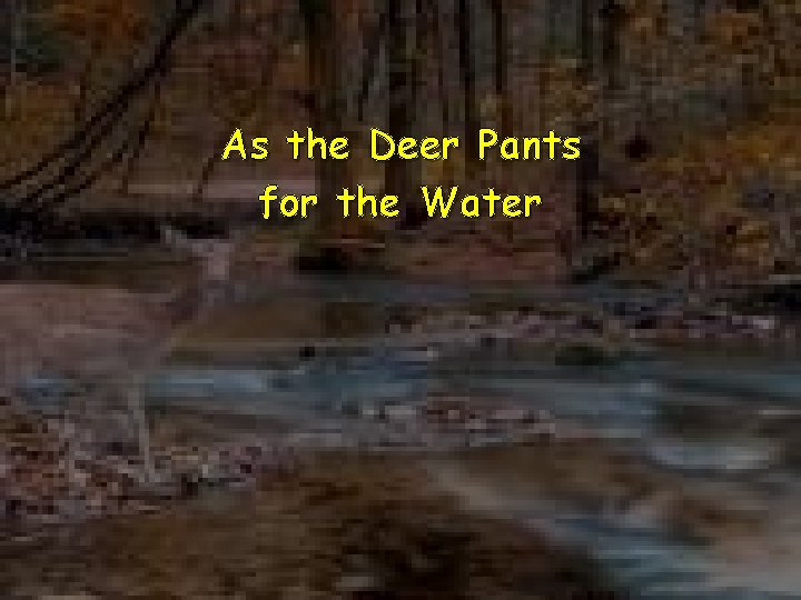 As the Deer Pants for the Water 