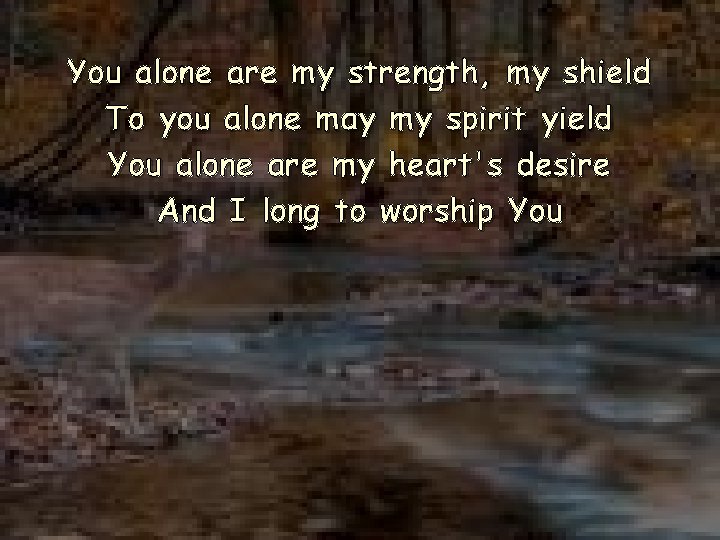 You alone are my strength, my shield To you alone may my spirit yield